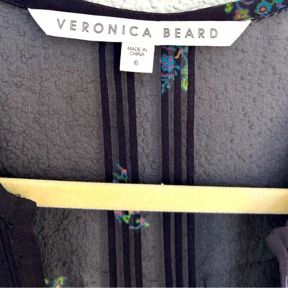 EUC Veronica Beard “Alden” Floral Silk Smocked Waist Dress size 6 - Picture 5 of 7